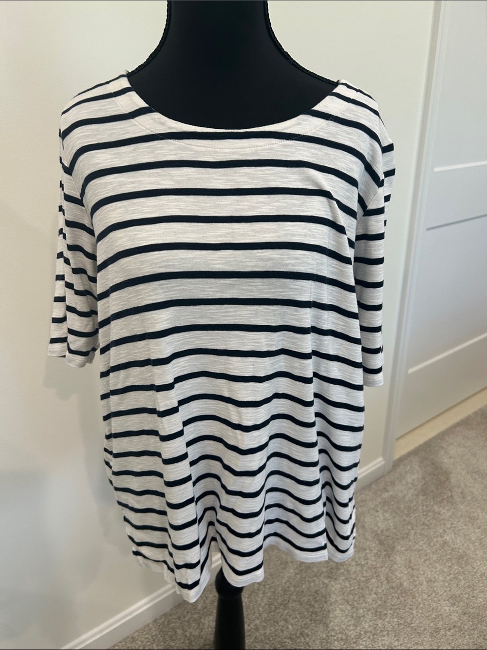 J. Jill Black & White Striped Short-Sleeve Tee